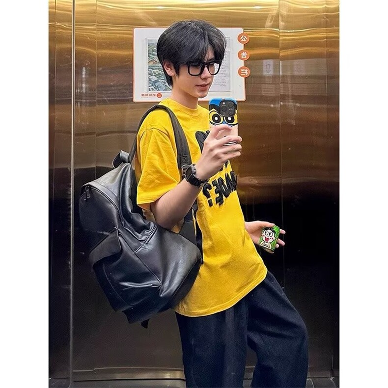 美式字母刺绣重磅圆领针织短袖t恤男女同款宽松慵懒风上衣潮,男装T恤,四季星座505