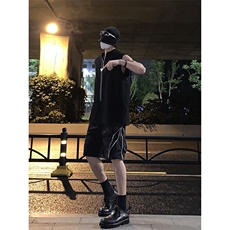 B221美式ins高街暗黑小众拉链休闲短裤五分裤LK23058-P55控78，男装休闲裤，电商B221