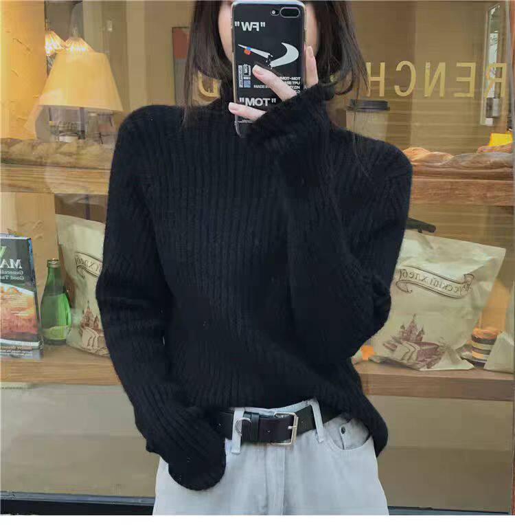 2025秋冬百搭时尚高领抽条上衣针织羊毛衫,女装羊毛衫,千御纺羊绒