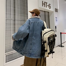 加绒加厚牛仔棉衣外套男新款秋冬复古设计感羊羔绒夹克J8962-P82，男装夹克，星座1008-1