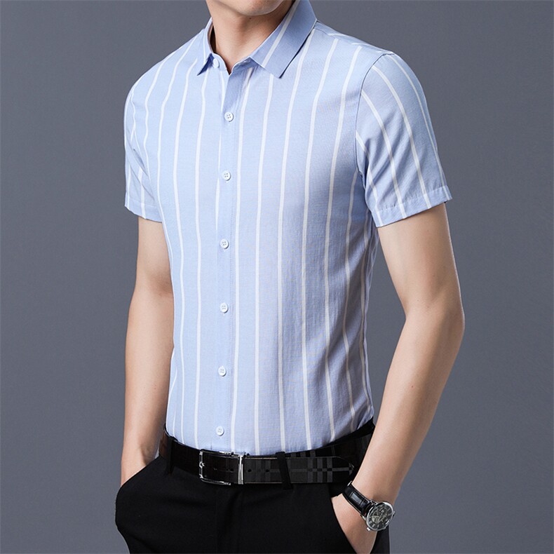 B226 2021年夏季新款男式短袖衬衫男商务休闲高端男装图片