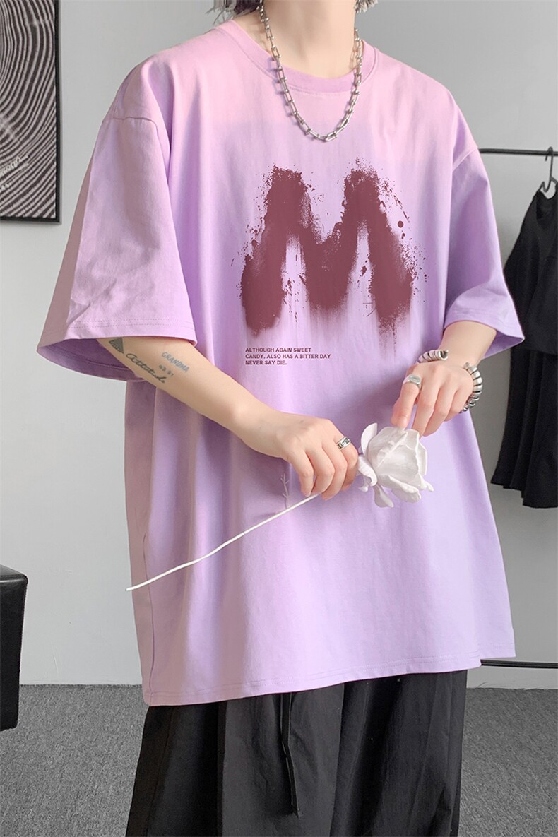 已注册/夏季内景纯棉字母印花宽松短袖T恤男圆领体恤衫DT9685/P25,男装T恤,电商B316