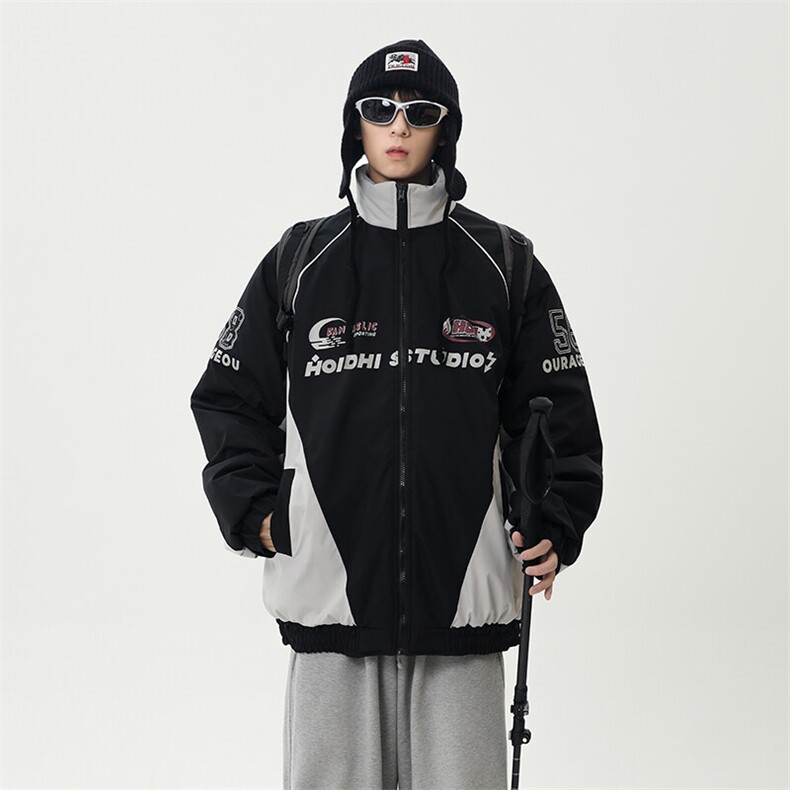 现货港风美式字母印花立领保暖棉服男女潮XZ213-MF08-P128控168,男装棉衣,星座213