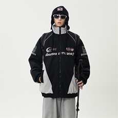 现货港风美式字母印花立领保暖棉服男女潮XZ213-MF08-P128控168，男装棉衣，星座213
