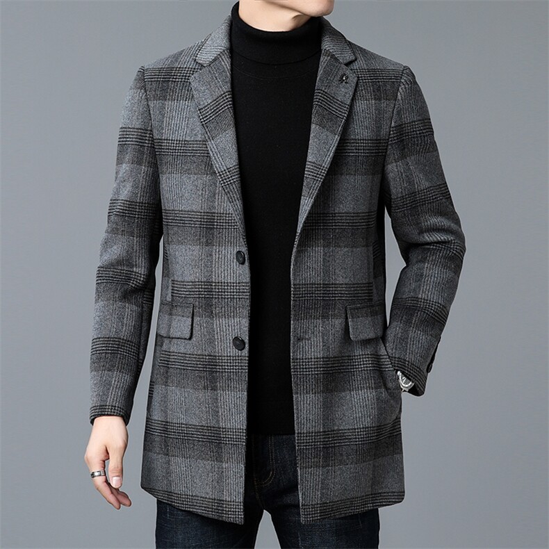 DZ93319钱塘2020-3中年男士冬季厚款商务休闲毛呢大衣主推款P285图片
