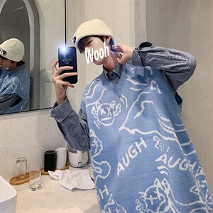 V领针织马甲男2024秋装港风新款韩版潮流休闲A161-2-MJ2032-P50图片