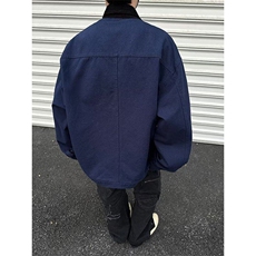 翻领外穿拉链春秋宽松型青少年藏蓝色底特律工装夹克J3569P90，男装夹克，星座1116-2