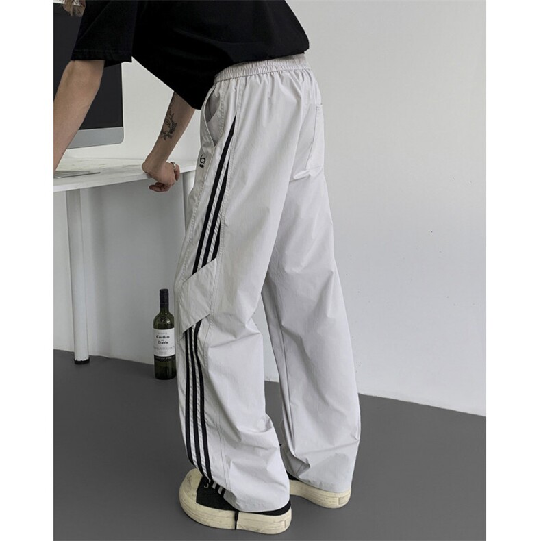 速干冰丝裤2025宽松休闲裤透气户外三条杠条纹冲锋裤K2505-特P37,男装休闲裤,电商042
