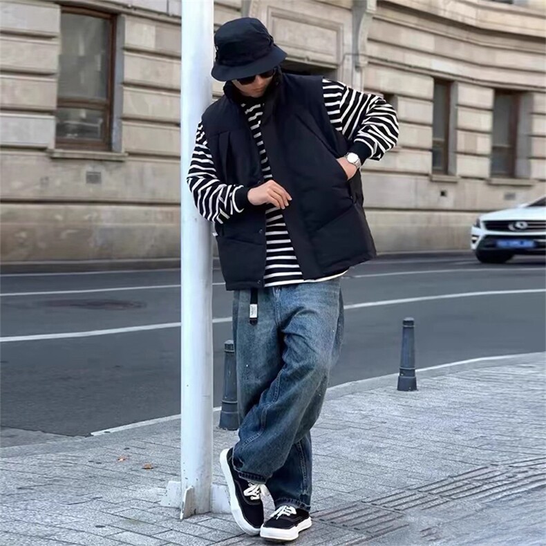 现货5W件冬季三防硬挺boxy短款立领棉衣马夹外套加厚马甲保暖棉服,男装棉衣,电商A443