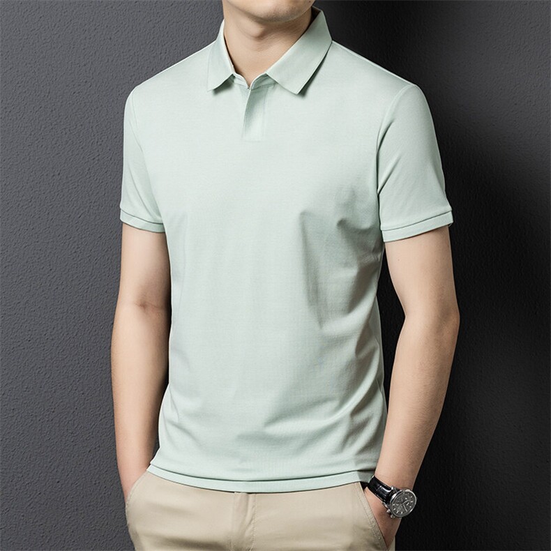 夏季新款男士海鸥领POLO衫棉T恤衫纯色百搭男装，男装Polo衫，电商B360