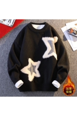 2024【新品】秋冬加绒圆领毛衣男士针织打底衫潮流-加绒5122-P58，男装针织衫/毛衣，星座1105