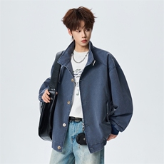 春季宽松复古做旧立领工装夹克男款潮流百搭外套XZ309JK8013P99，男装夹克，星座309（原A406）