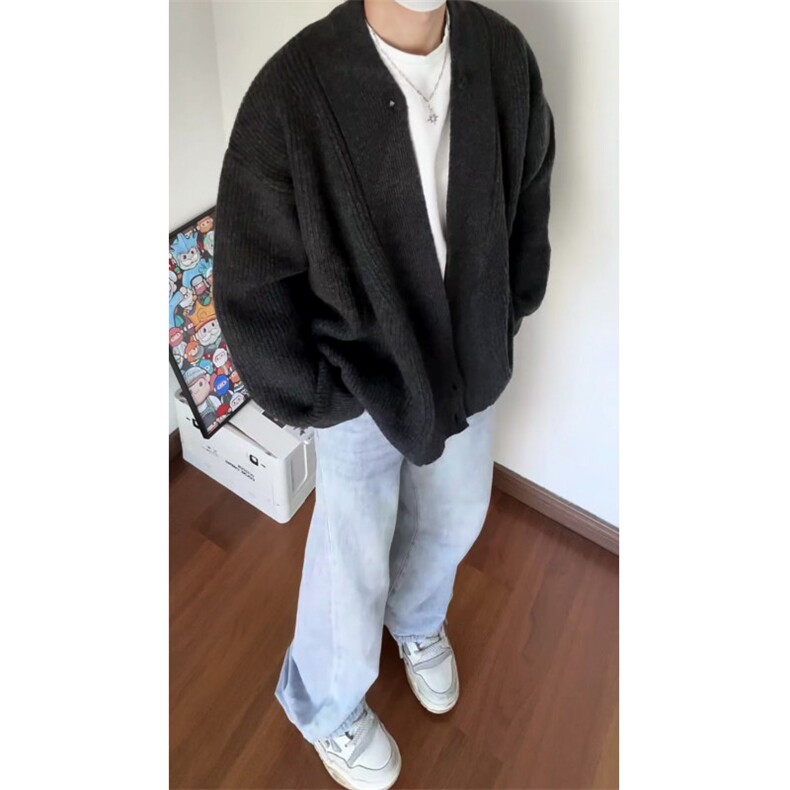 北极绒老钱风慵懒针织衫外套复古百搭松弛感开衫道袍毛衣MF45P65,男装针织衫/毛衣,电商D256