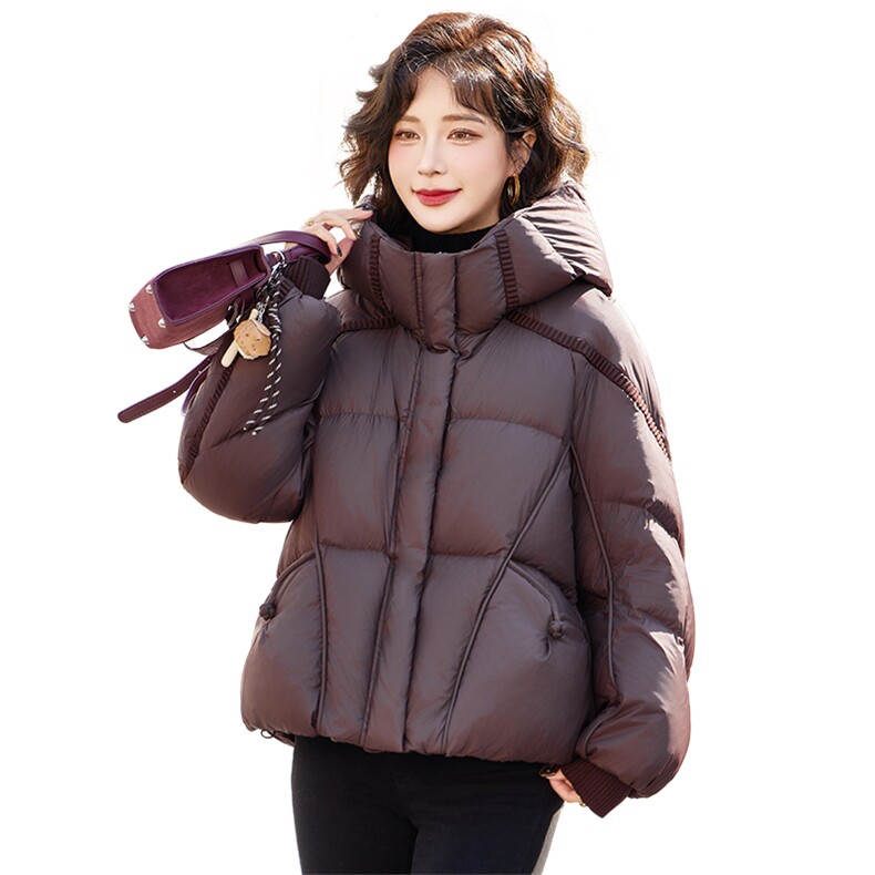短款羽绒服女冬季2025新款宽松加厚高端洋气小个子连帽面包服外套,女装羽绒服,靓衣阁