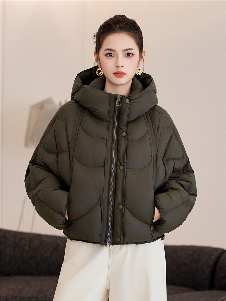 短款连帽羽绒服女2025年冬季新款小个子百搭面包服白鸭绒外套,女装羽绒服,阿舍尔精品