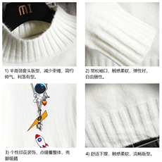 M18165-P45加绒款-P65半高领毛衣男士大码针织衫男毛线衣男网格，男装针织衫/毛衣，电商A040A