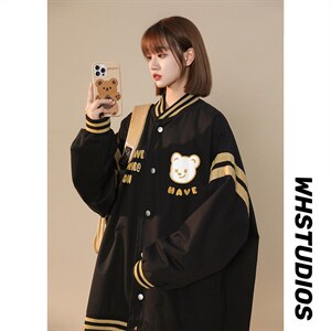 中性 秋季百搭宽松棒球服拼色夹克情侣棒球服外套女G6291 P65控78图片
