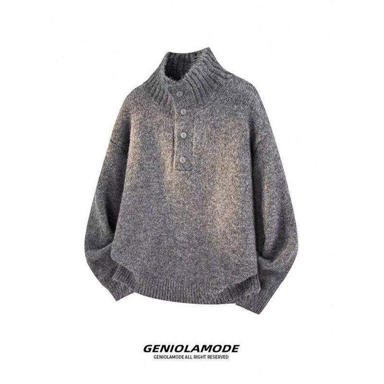 网图88119特P50半高领羊毛针织衫外套纯色毛衣情侣宽松慵懒风男女，男装针织衫/毛衣，电商D310B