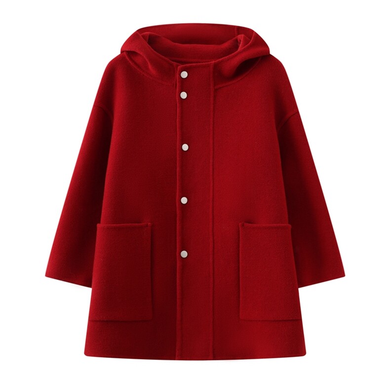 羊毛秋冬儿童羊毛长款连帽外套，童装外套，鑫贝羊绒