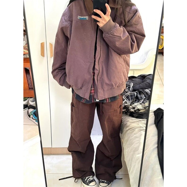 【有货】D8158-P68早秋紫色工装外套女款棒球服情侣翻领夹克上衣,男装夹克,星座603-2