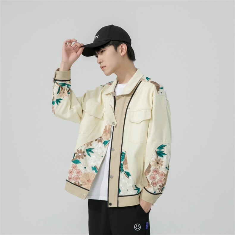 潮工装水洗固色剌绣牛仔夹克外套,男装夹克,电商A011（原4039）