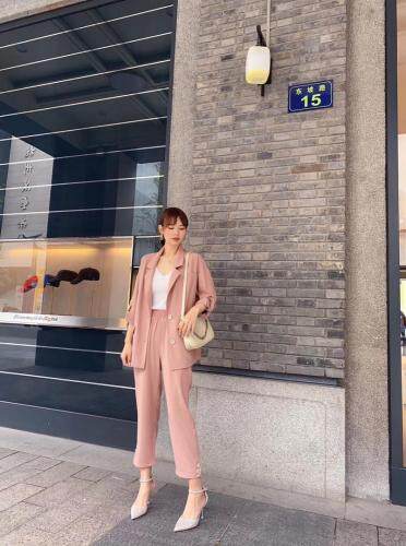 现货2021春季新品套装休闲随意不挑人跑量款，女装职业装，蓝典