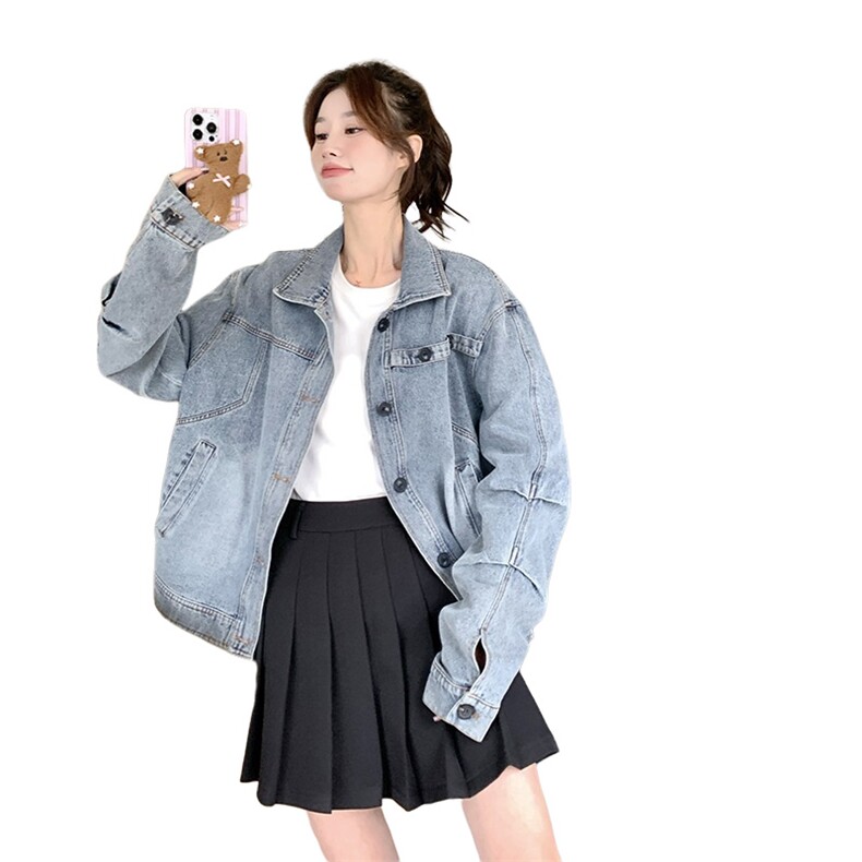 春季新款牛仔外套女宽松显瘦时尚百搭短款上衣,女装短外套,秋水欣儿