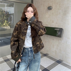 美式复古迷彩短款外套女2025年秋季新款小个子宽松休闲夹克上衣潮，女装短外套，1C130
