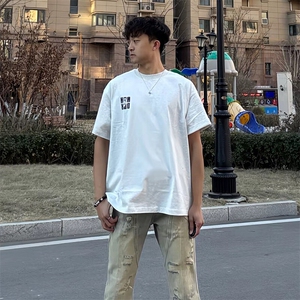 万针全刺绣工艺抖音得物高品质260克重磅纯棉双纱美式高街短袖T恤图片