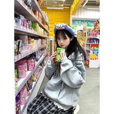 美式复古连帽卫衣女春秋新款宽松oversize学院风休闲百搭上衣外套，女装短外套，星座516A