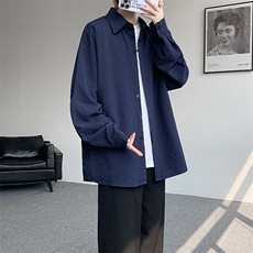 8XL-M泡泡纱盐缩肌理长袖衬衫男夏季冰丝外套防晒衬衣CS29007P40，男装衬衫，电商B312