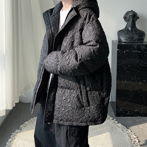 2025年冬季新款棉衣大码压皱连帽棉袄棉服A071-M12-P125,男装棉衣,电商A125
