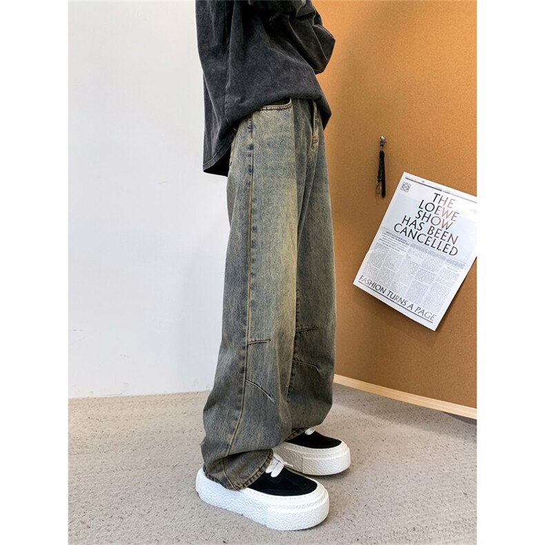 主推款！现货 直筒牛仔裤男宽松水洗做旧长裤A080-6101-P6588图片