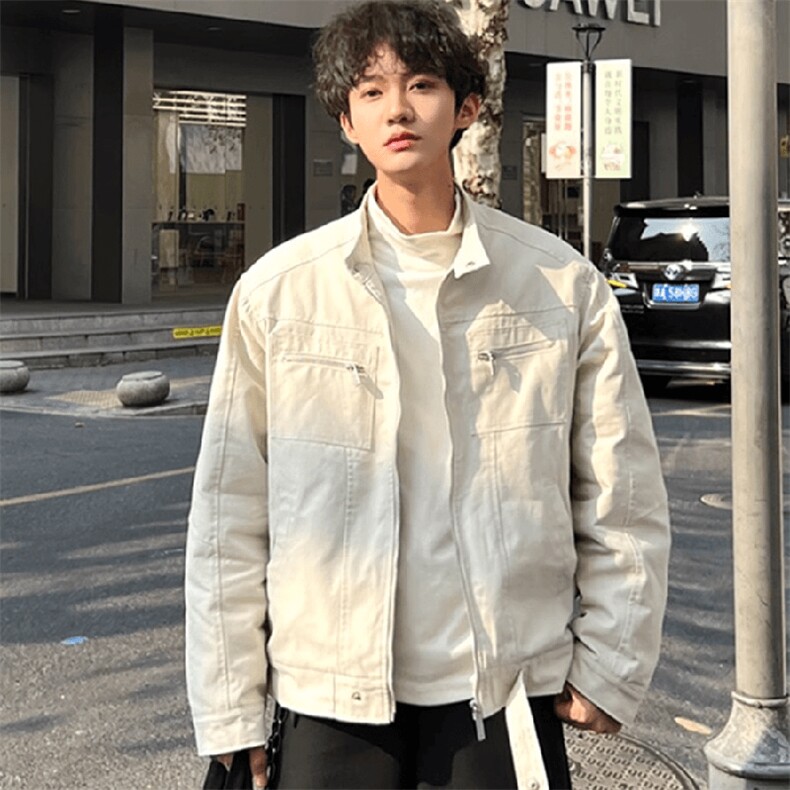 26春装高品质老钱风立领夹克外套男女美式潮牌拉链工装风宽松上衣，男装夹克，电商A486