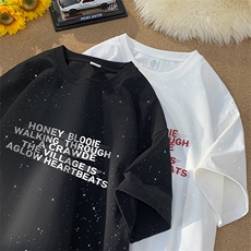 量大优供抖音视频支持得物配合二开美式满天星亮片短袖T恤MTX393，男装T恤，电商A486