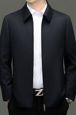 XL-N88035秋冬新款男士夹克翻领商务休闲领导服男装纯色羊绒外套，男装夹克，电商B360