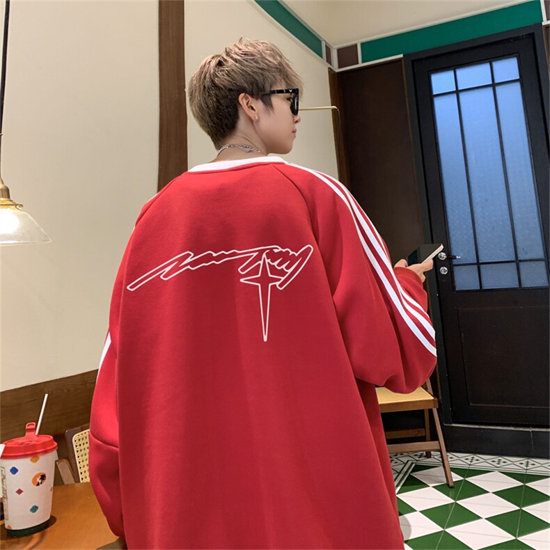 美式三杠条纹复圆领卫衣秋冬男女宽松长袖SW2455-P45控6850棉,男装卫衣,电商B370