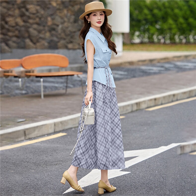 气质减龄穿搭一整套2026夏季新款女士夏季套装衬衫半身裙两件套,女装套装/套裙,意芙