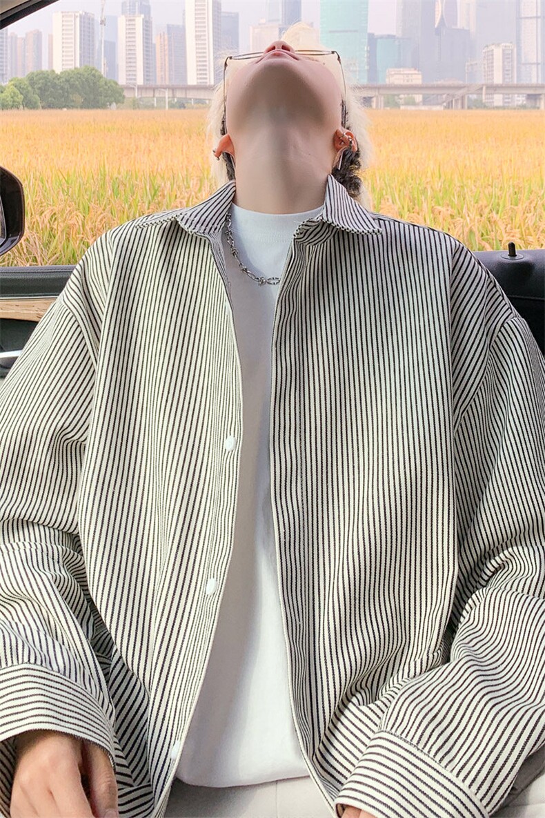 ！2025春季新款男士条纹衬衫重磅简约衬衣CS02特P50,男装衬衫,电商B220