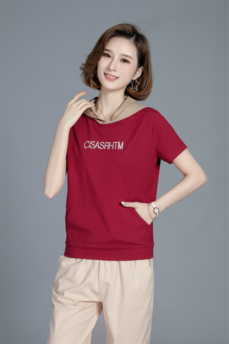 短袖t恤女士宽松夏季2021年新款短袖中年妈妈衫遮肚纯棉上衣,女装T恤,依恋蒂丝