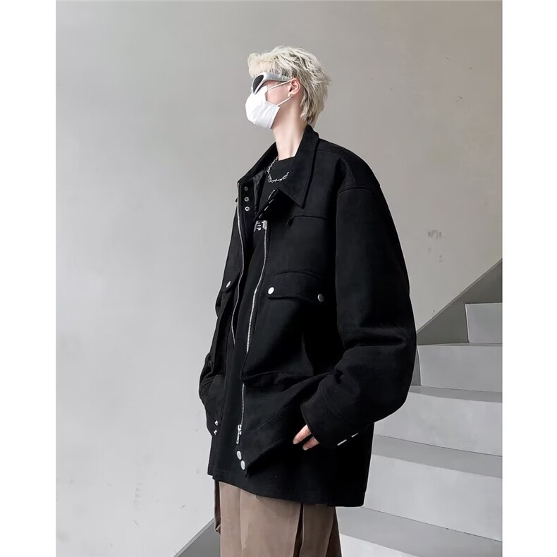 设计美式高街小众外套宽松hiphop正肩夹克休闲上衣潮JK8223,男装夹克,星座1116A-1（原606A）