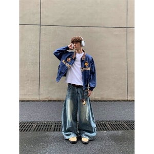 夹克外套男秋冬款美式解构高级感连帽棒球服图片