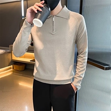 秋季半拉链针织衫套头毛衣男士痞帅高级感翻领长袖polo衫S801，男装针织衫/毛衣，星座1116A-2（原606A-1）