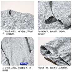 加厚加绒毛衣男大码毛线衣男针织衫M19202-P45加绒款-P65白底，男装针织衫/毛衣，电商A040A
