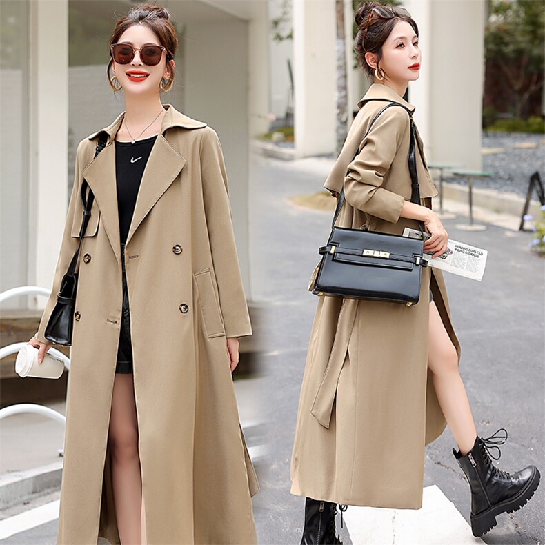 《主打款现货》腰带款休闲宽松长款风衣，女装风衣，海爱依仁