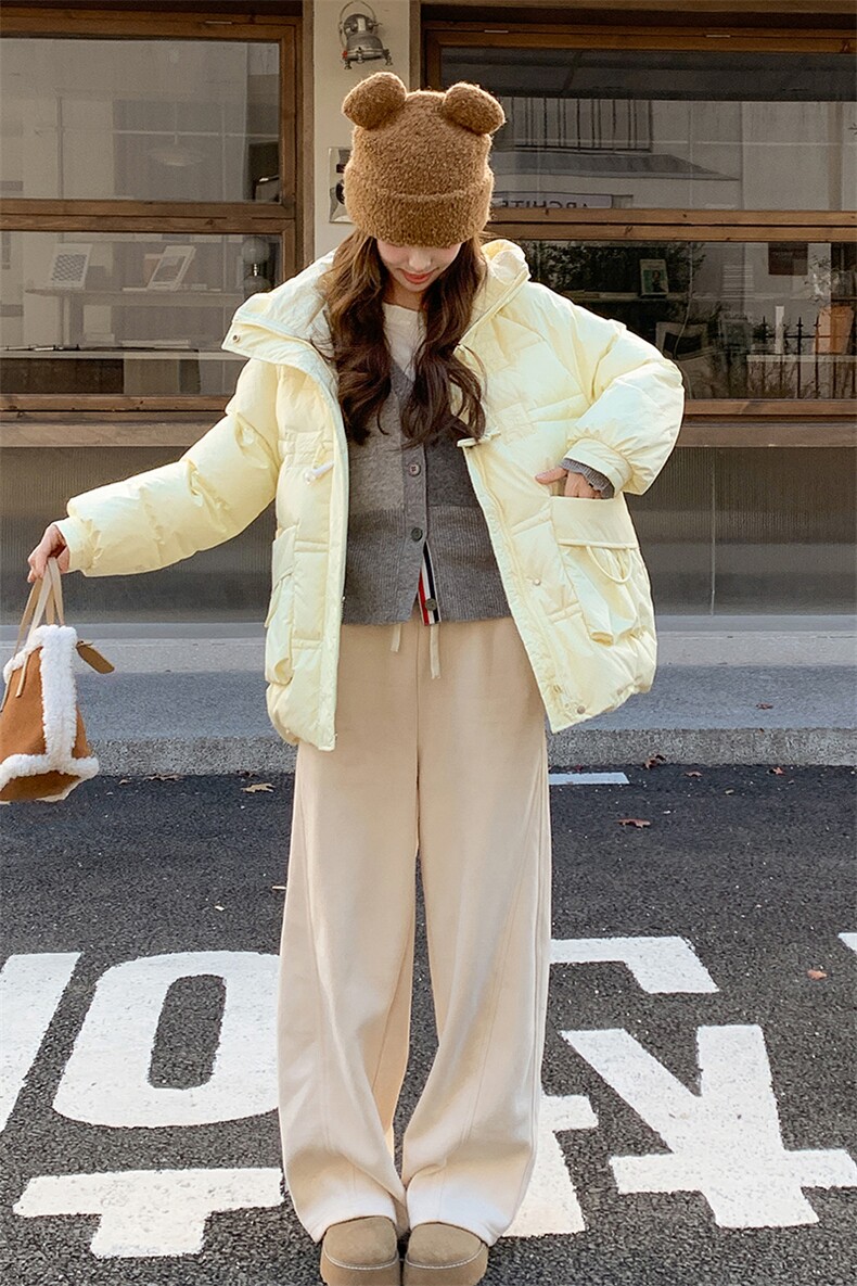 现货加厚减龄奶黄色白鸭绒羽绒服2C236-T016-P245-K358,女装羽绒服,2C236