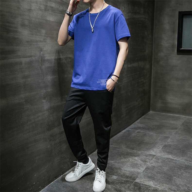 2021夏季新款韩版潮流两件套潮牌休闲运动服恤套装A438-TZ06-P30,男装休闲套装,电商A438