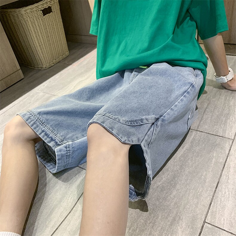 夏季港风开叉牛仔短裤休闲宽松直筒D201-DM156-P45,男装牛仔裤,电商D321-1