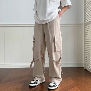 工装裤男港风潮流大口袋高街帅气2023春夏季新款ins长裤K3563-P41图片