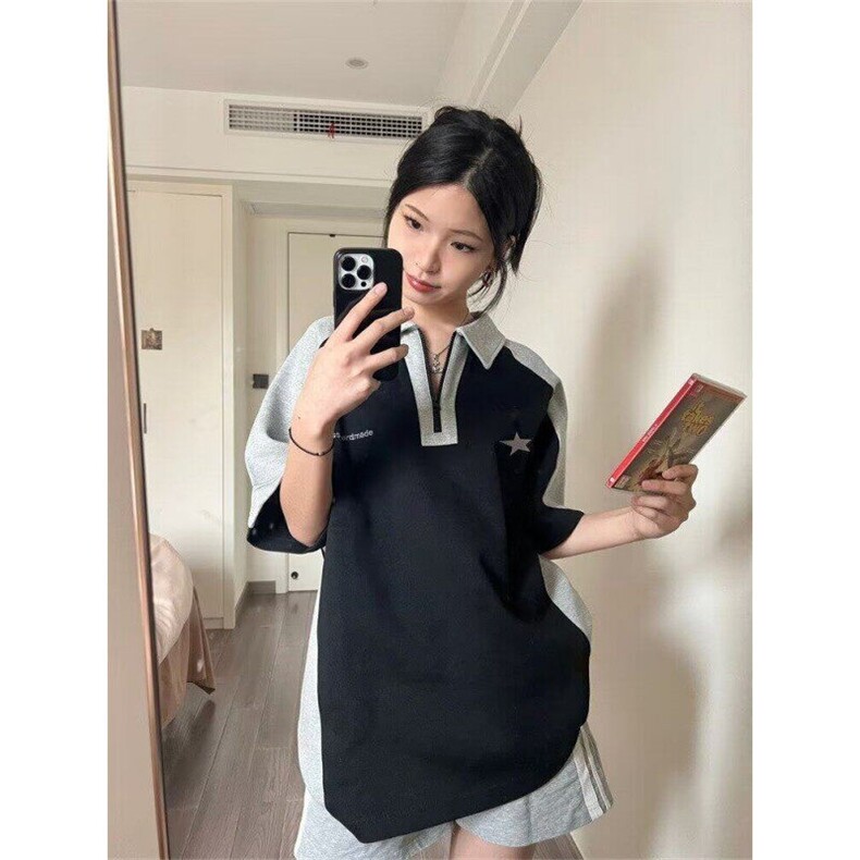 现货美式学院风T恤夏季撞色拼接polo衫短袖男宽松潮牌PLY299-P30,男装Polo衫,星座1008